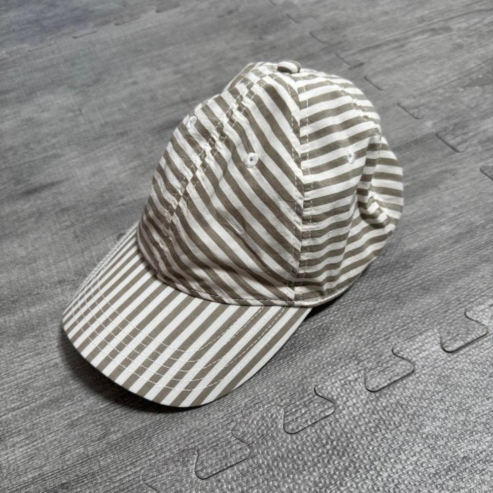 Madewell Striped Cotton Baseball Cap Leather Strap Adjustable Hat